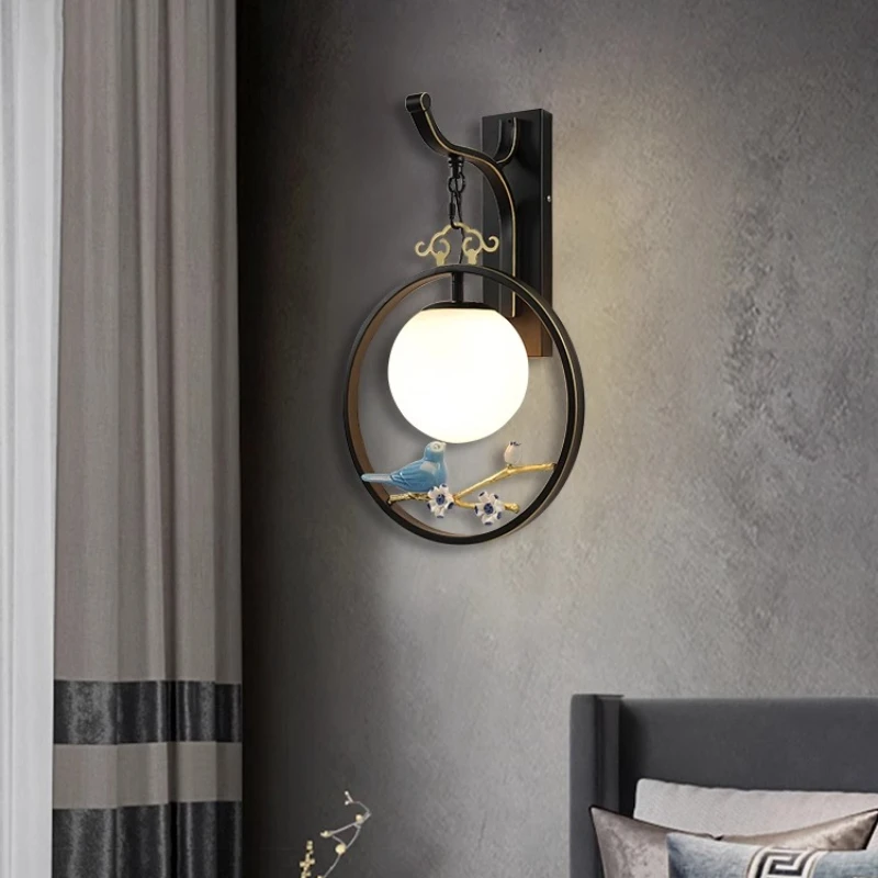 New Chinese Style Wall Lamps Originality Art Bird Design LED Wall Light Bedroom Bedside Table Study Restaurant Home Decor Lamps