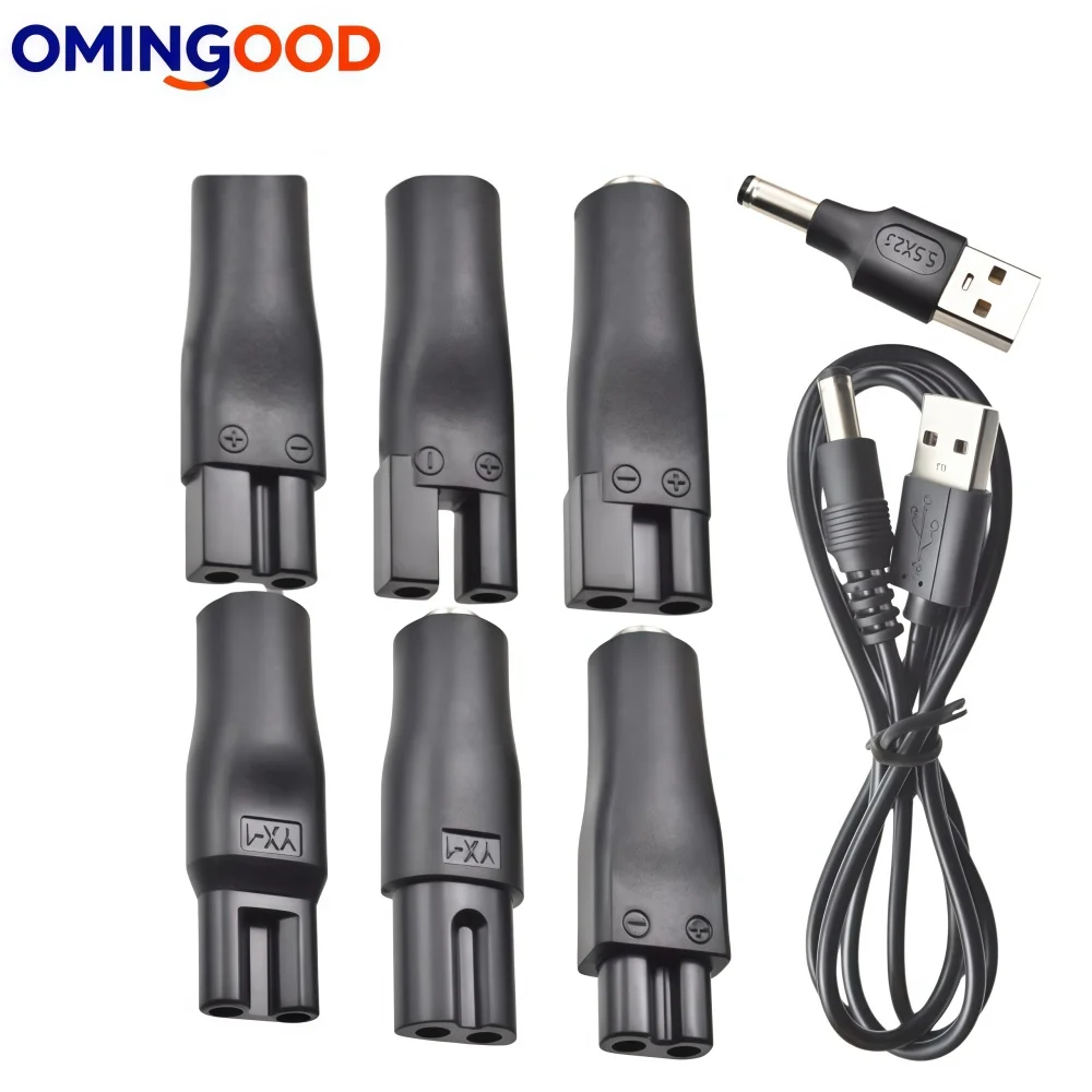 NOVO Kit com 8 Cabos de Alimentação 5V e Adaptadores USB de Substituição, Compatíveis com Todos os Tipos de Máquinas de Cortar Cabelo, Aparadores de Barba e Barbeadores