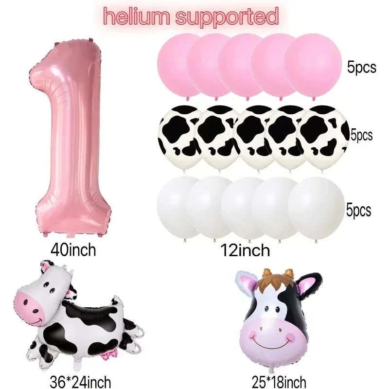 Disney Pink Blue Digital Full Body 3D Milk Cow Head Aluminum Film Latex Balloon Combination Set