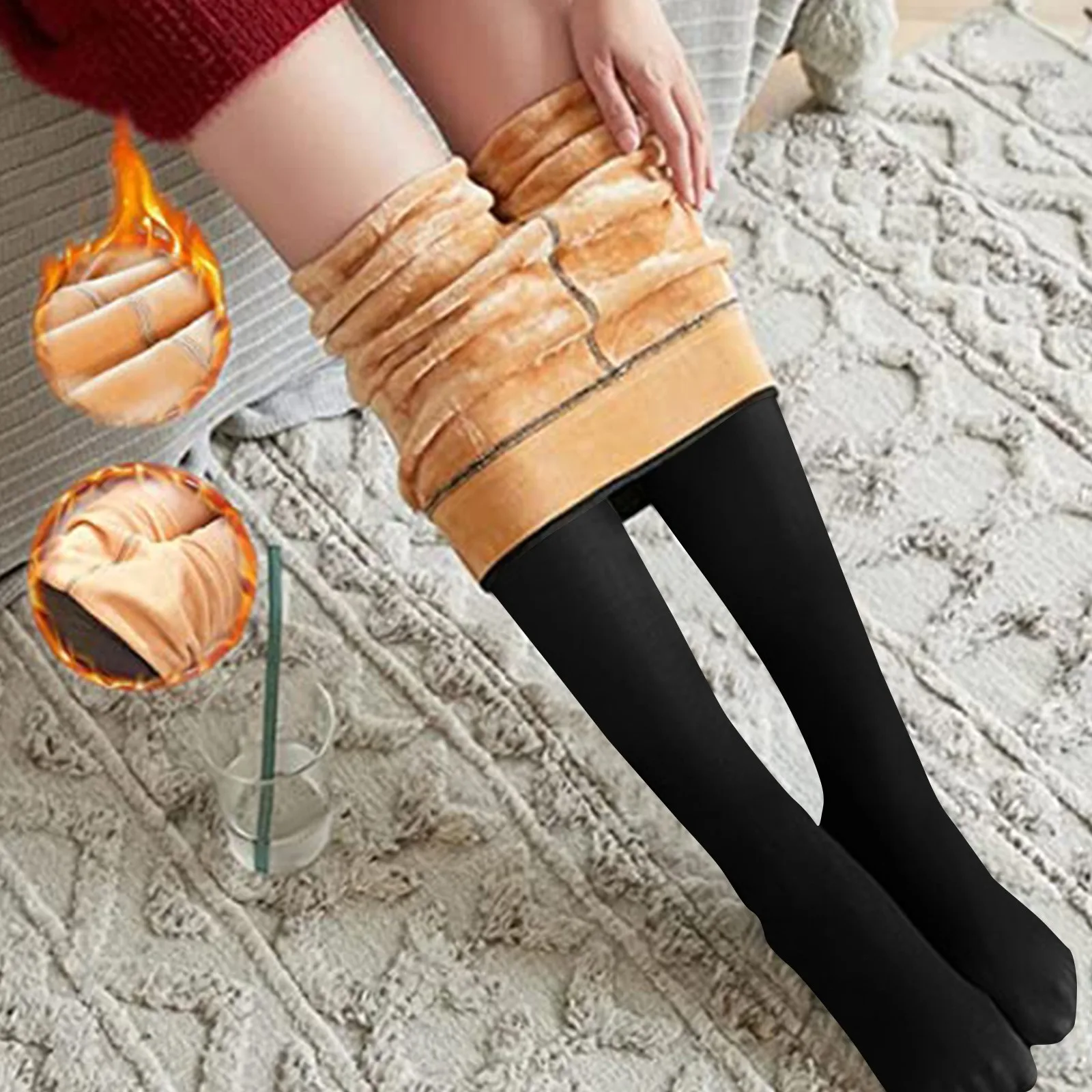 Thicken Tights สําหรับผู้หญิงฤดูหนาวความร้อนขนแกะ Pantyhose PLUS ขนาดเอวสูงเซ็กซี่ Slim Thermal Leggings ผู้หญิงใหม่