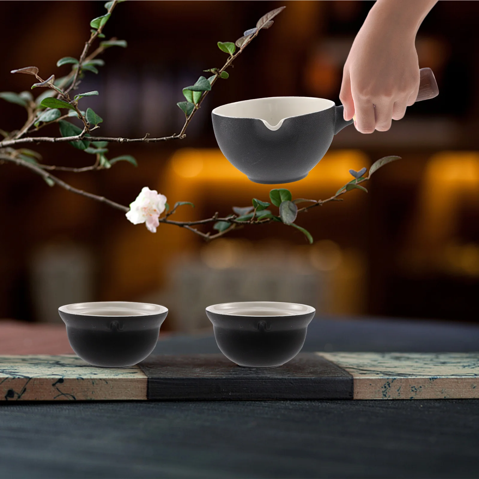 

Filtering Tea Infuser Rotating Ceramic Teapot Heat Resistant Side Handle For Home Office Loose Leaf Brewing Chinese