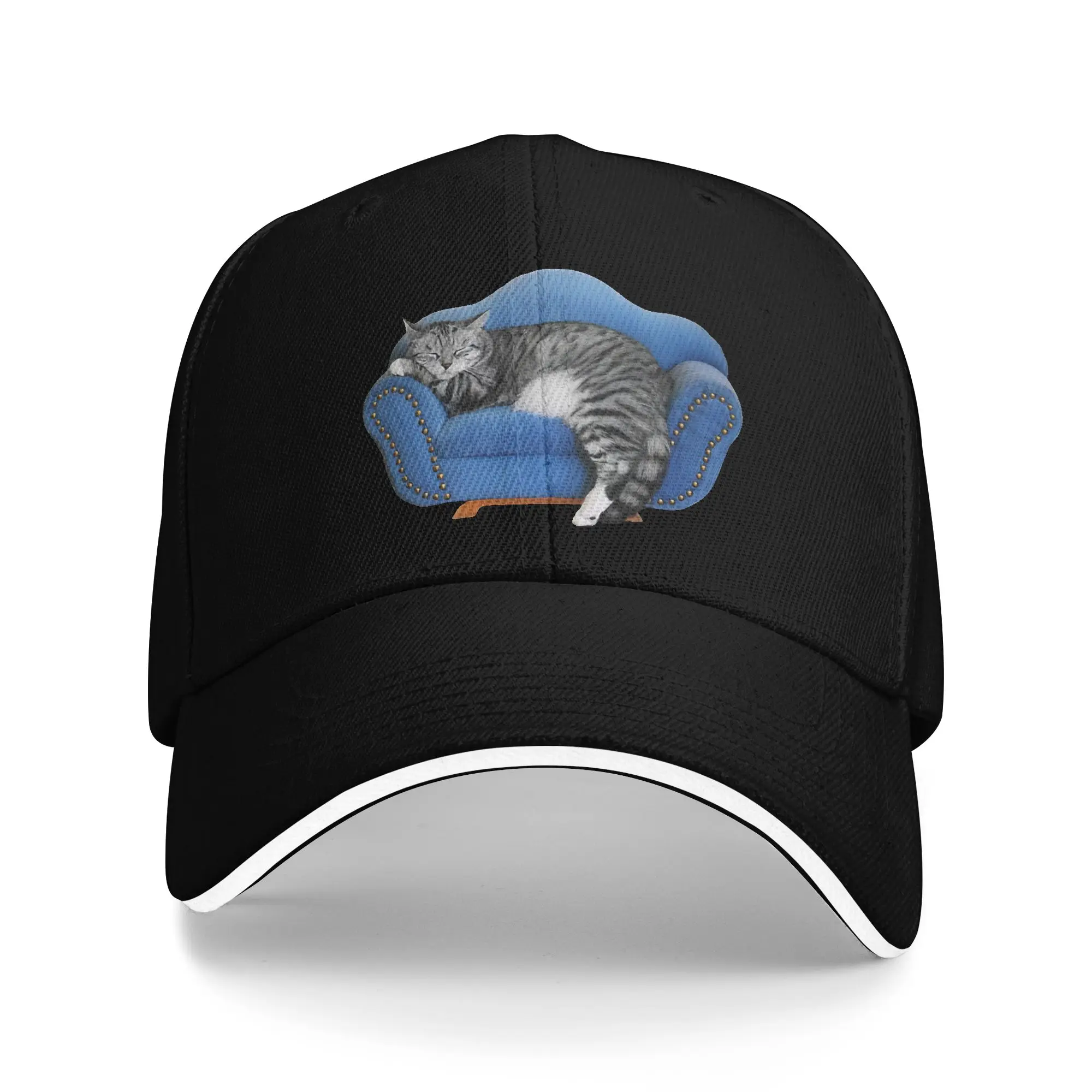 Lazy Cat Chill On Blue Baseball Cap  Men Adult Design Trucker Hat Summer Fashion Outdoor Gym Adjustable Baseball Caps