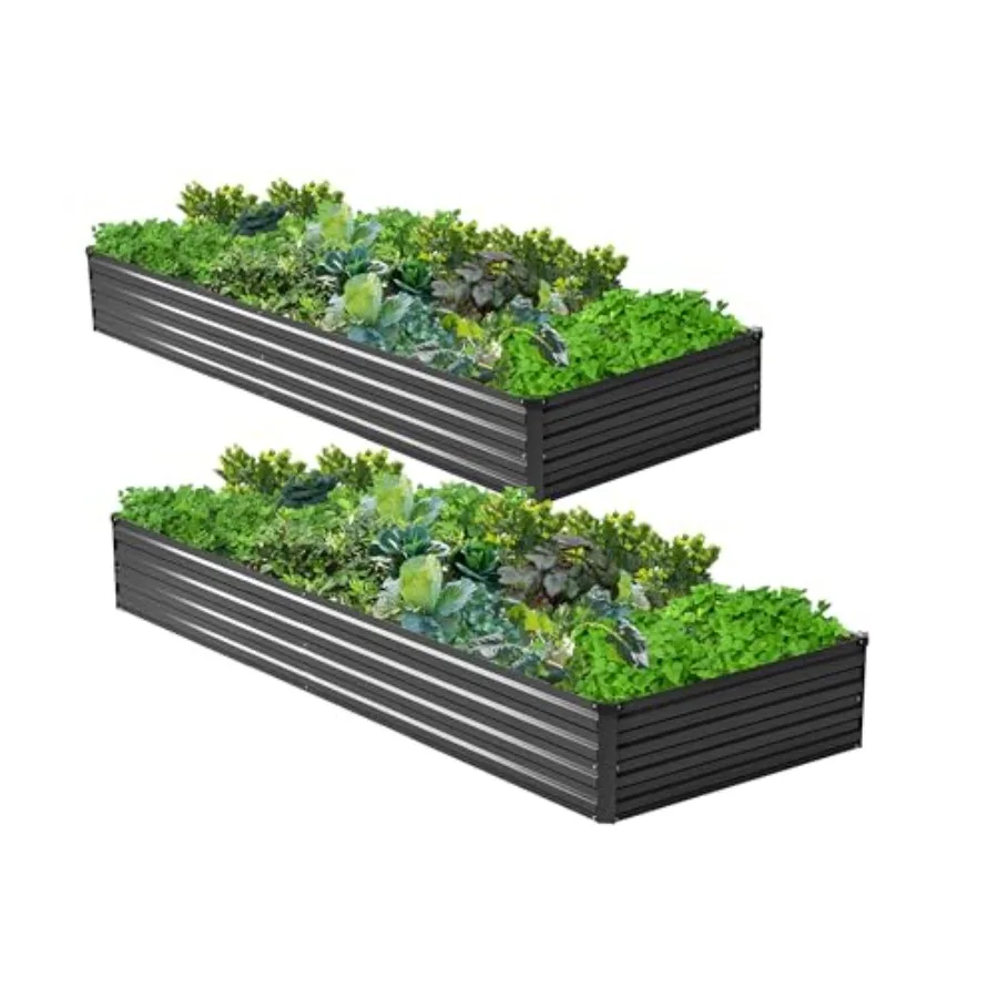 

2PCS 8x4x1ft Galvanized Raised Garden Bed KitMetal Planter Box for Vegetables Flowers Herbs Durable Rust-Resistant Patio Garden