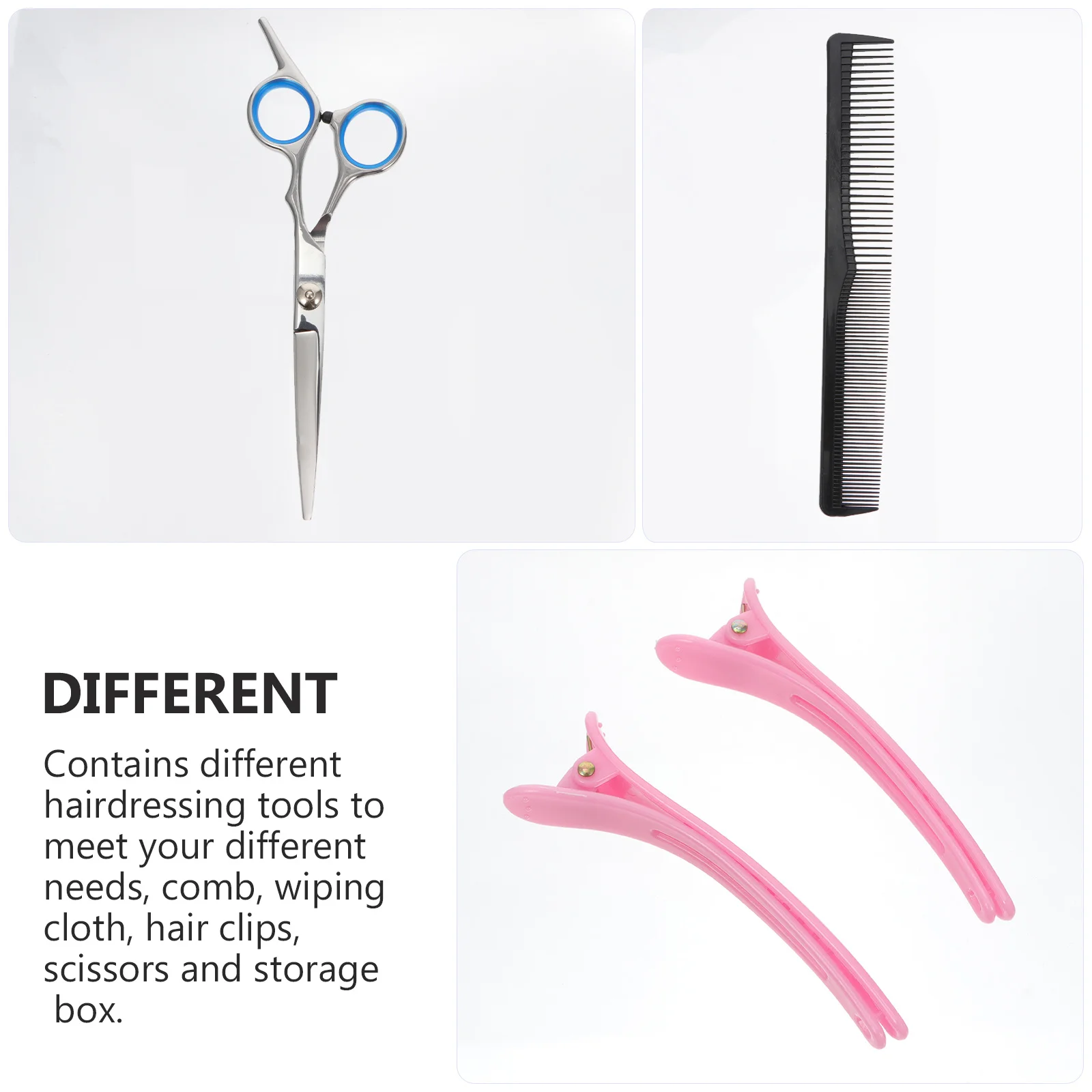 7 قطعة أدوات الحلاق تصفيف الشعر مجموعة صالون حلاقة عدة مريح مقص مشط مقاطع صندوق تخزين مناسبة للاستخدام المنزلي في الصالون #3