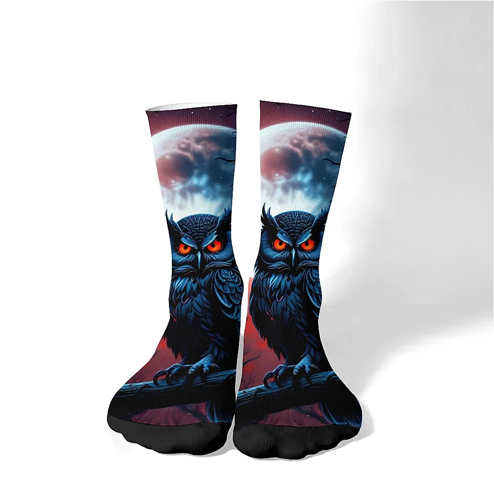 

Vintage mystery Fun Owl men's socks, novelty crew socks, comfortable and breathable, hip hop casual trend sports, men's gifts