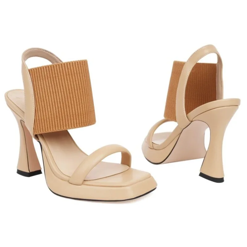 New elastic high heels with a single strap design, waterproof table sandals, minimalist banquet design