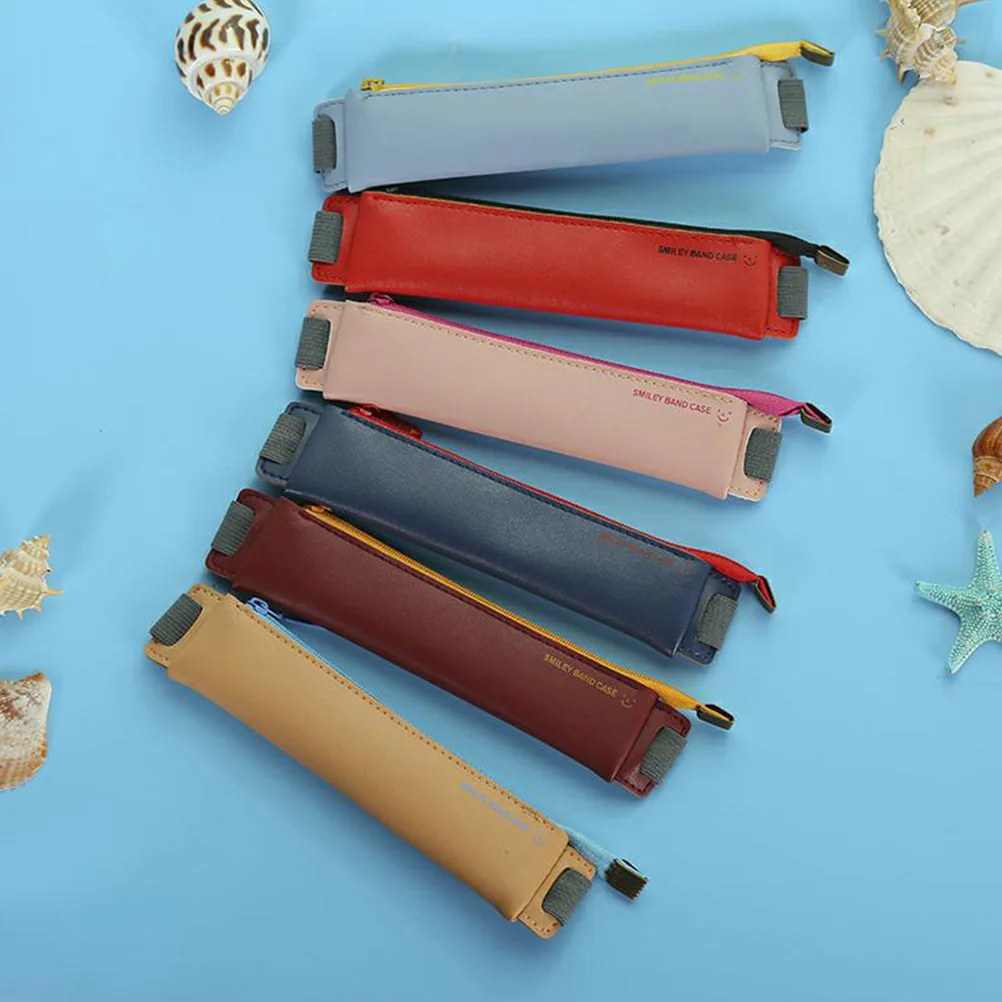 High-End Pu Case Wine Red Storage Pouch For Office School Stationery Organizer Gift Case Pen Storage Bag Pu Pen