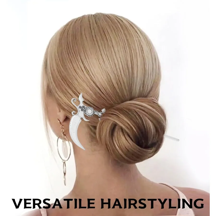 2pcs Sunflower Reaper Scythe Hair Styling Pins Black Wicca Witch Hair Slide Renaissance Festival Hair Accessories for Women Hai