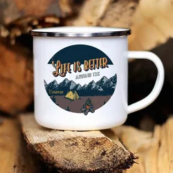 Creative Coffee Cup Enamel Cup Mug Tea Milk Beer Cup Funny Unique Gift Outdoor travel metal cup