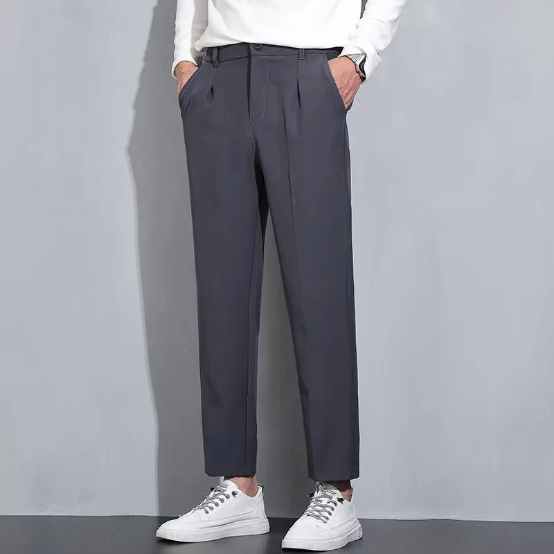 Men\'s New Casual Pants Wide Leg Pants Genuine Korean Sexy Korean Pants Men\'s Trendy Loose and Ankle Pants Pantalon Homme