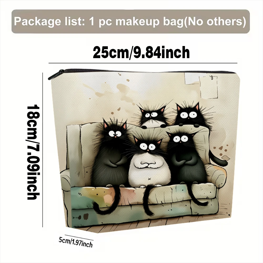 Cats On Couch Pattern Print Makeup Bags for Girls Cosmetic Pouch Toiletry Bag Pencil Case Travel Storage