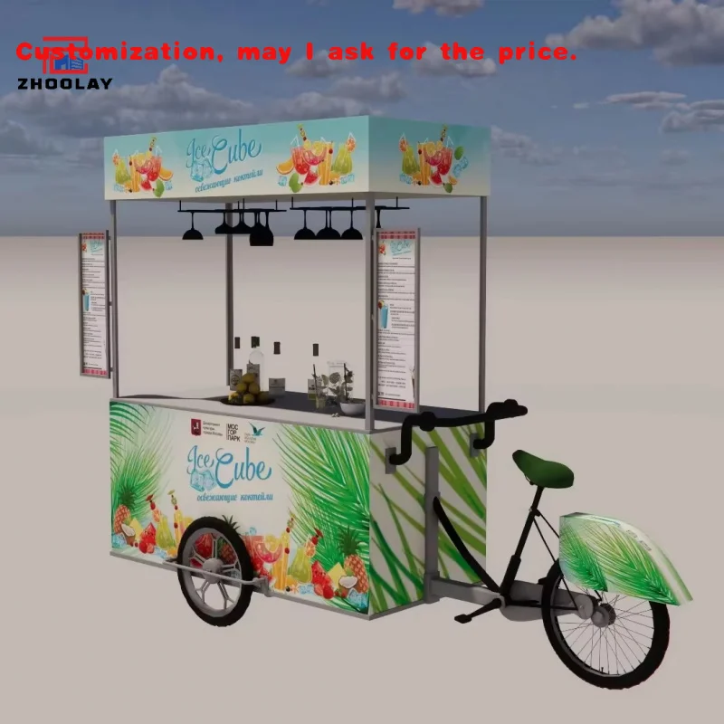 

custom.Mobile Food Bicycles Cart Design Iron Flower Cart Individual Taco Hot dogs Beverage Handcart