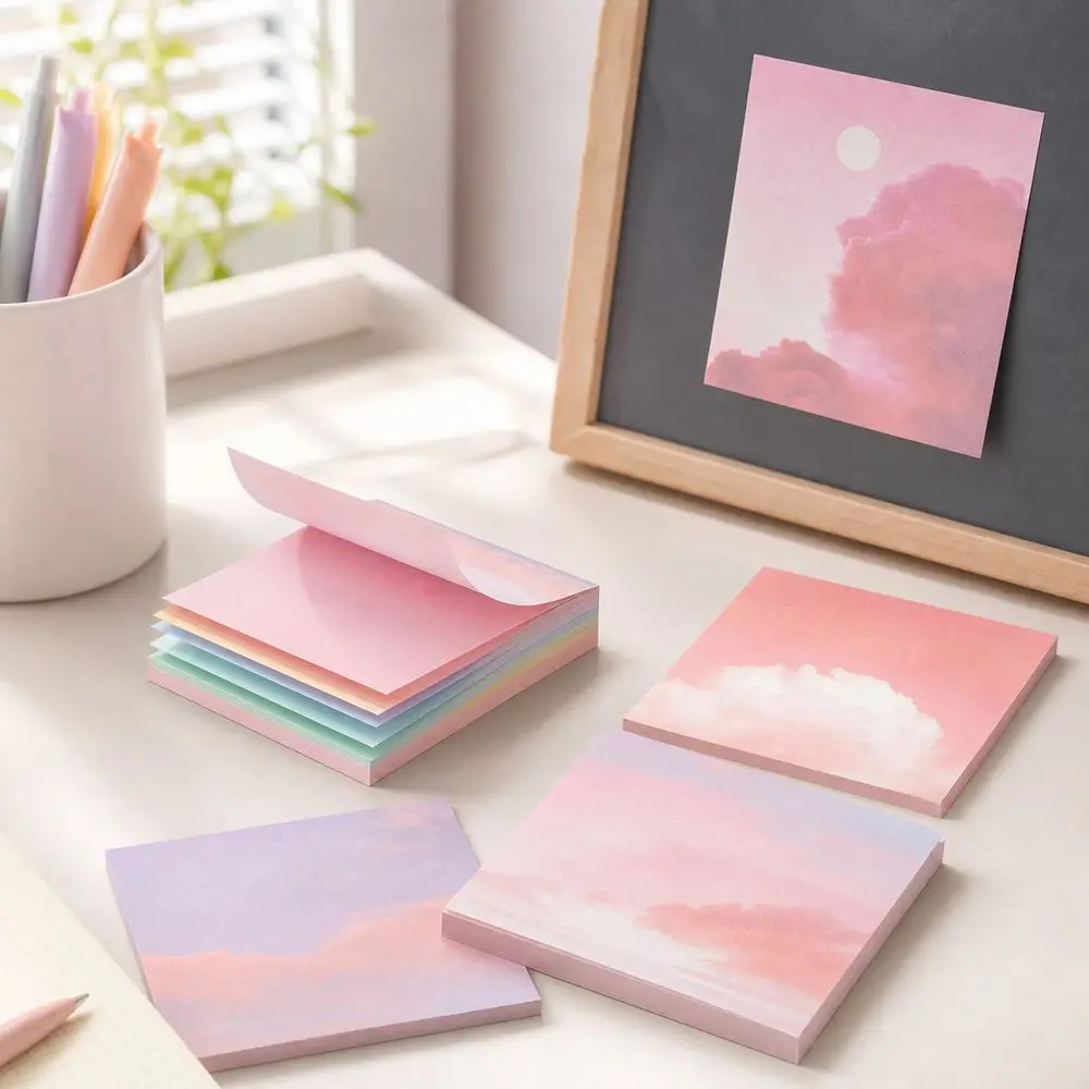 50 Sheets Square Sticky Notes Gradient Color Ins Style Notebook Planner Sticker Self-Adhesive Decorative Self Sticky Note Pads