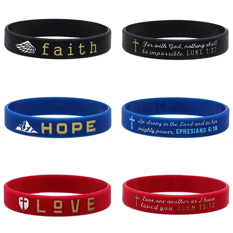 1pc/3pcs Christian bible verse hope love faith luke john ephesians rubber bracelet silicone wristband