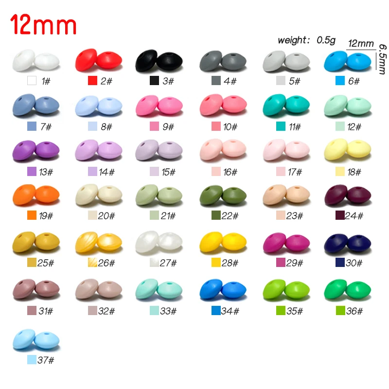 50 Uds. Cuentas de lentejas de silicona de 12mm para hacer joyas cuentas de ábaco DIY collar pulseras accesorios de joyería