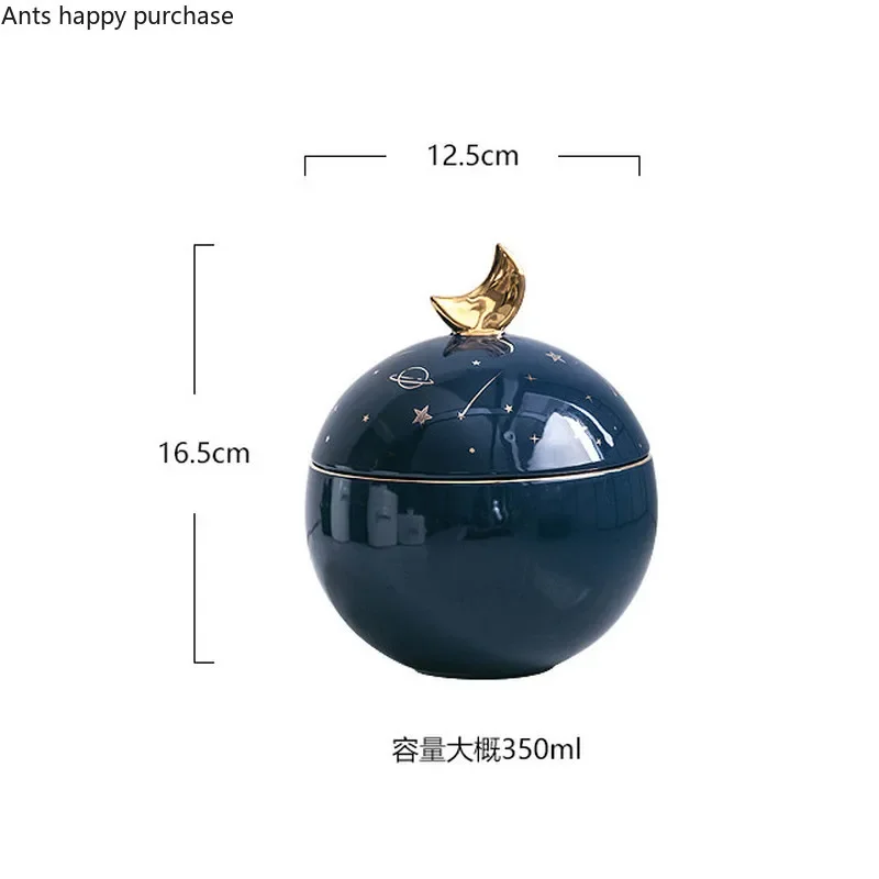 Ceramics Starry Sky Moon Storage Tank Home Decoration Accessories Candy Jar Decoration Storage Jar Containers Organize Box