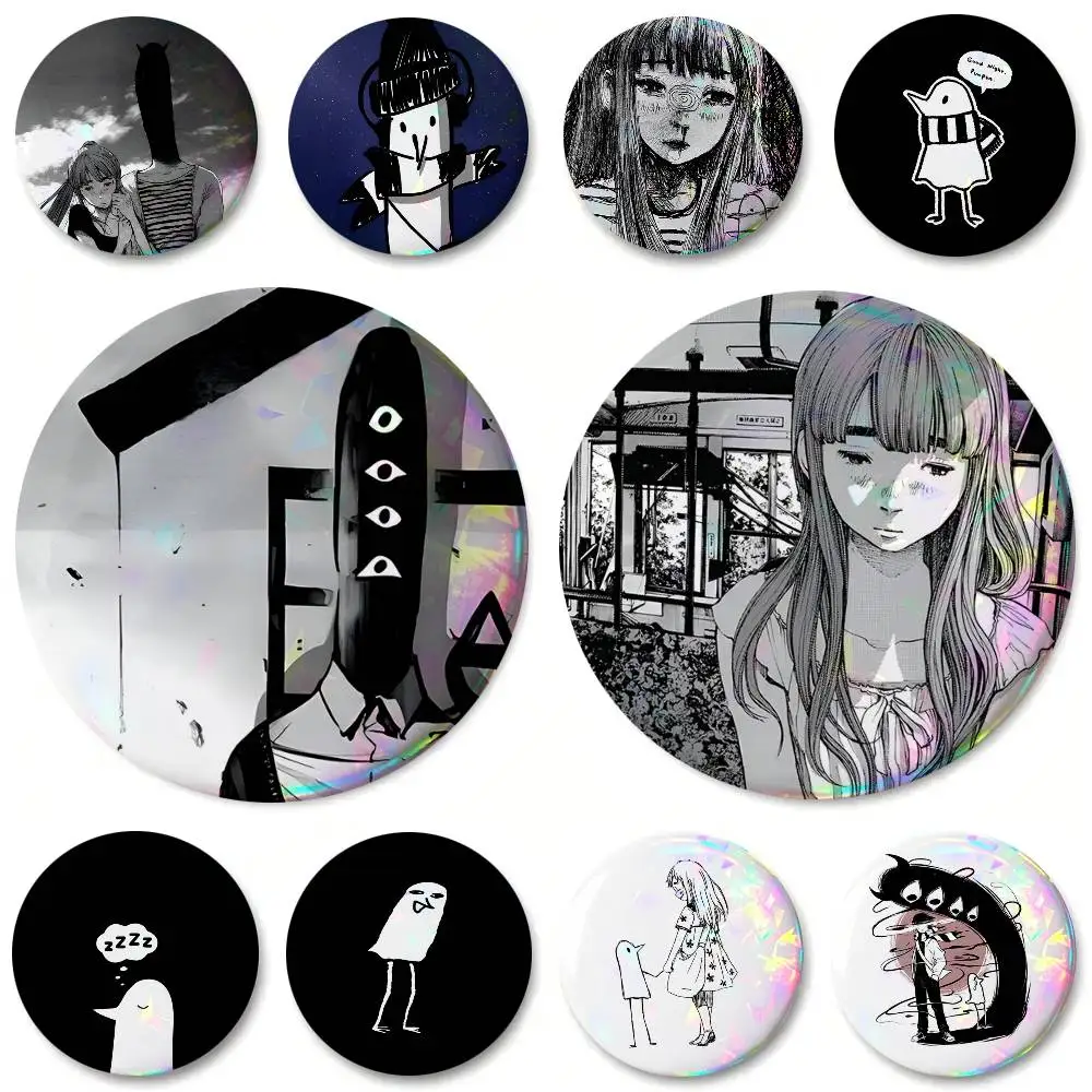 Anime Goodnight Oyasumi Punpun Round Badge Creative Brooch Clothing Backpack Accessories Lapel Pin