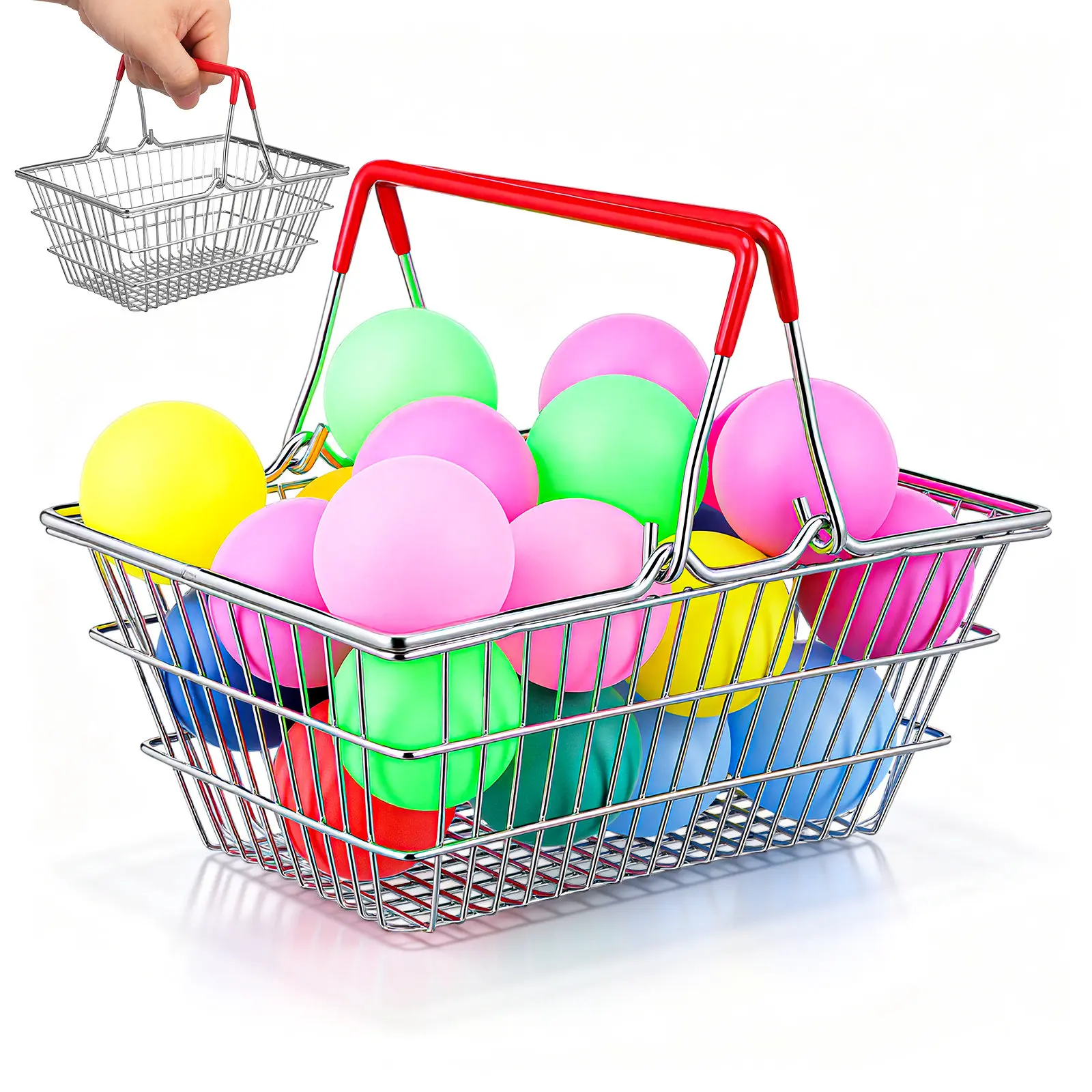 

Compact Mini Shopping Basket Metal Wire Sturdy Desktop Storage Organizer for Cosmetics Jewelry Data Cables Accessories