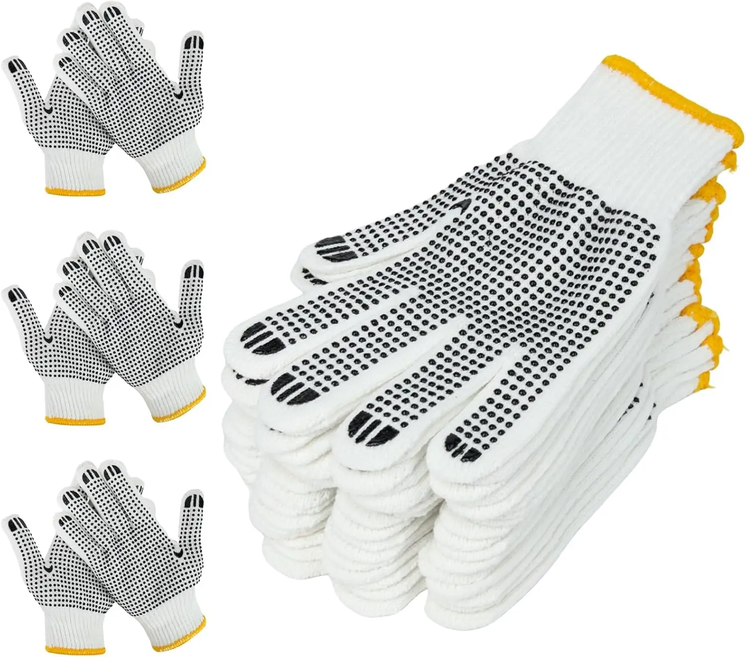 

Белые вязаные защитные перчатки унисекс из хлопка и полиэстера для садоводства, склада, приготовления пищи - 12/36/240 пар