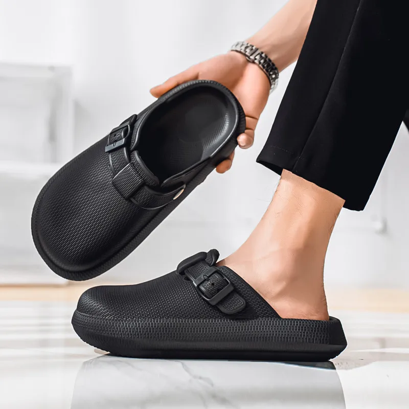 

Men's Solid-color Form-fitting Design Lightweight Flat Light Comfortable Wear Outside Silent and Anti-slip EVA Casual Sandals