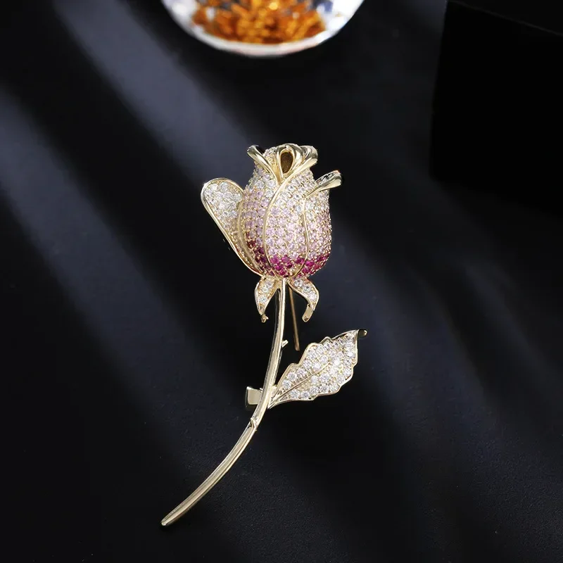 بروش توليب فاخر خفيف فرنسي عالي الجودة، بروش أنيق، إكسسوار دبوس سترة البدلة