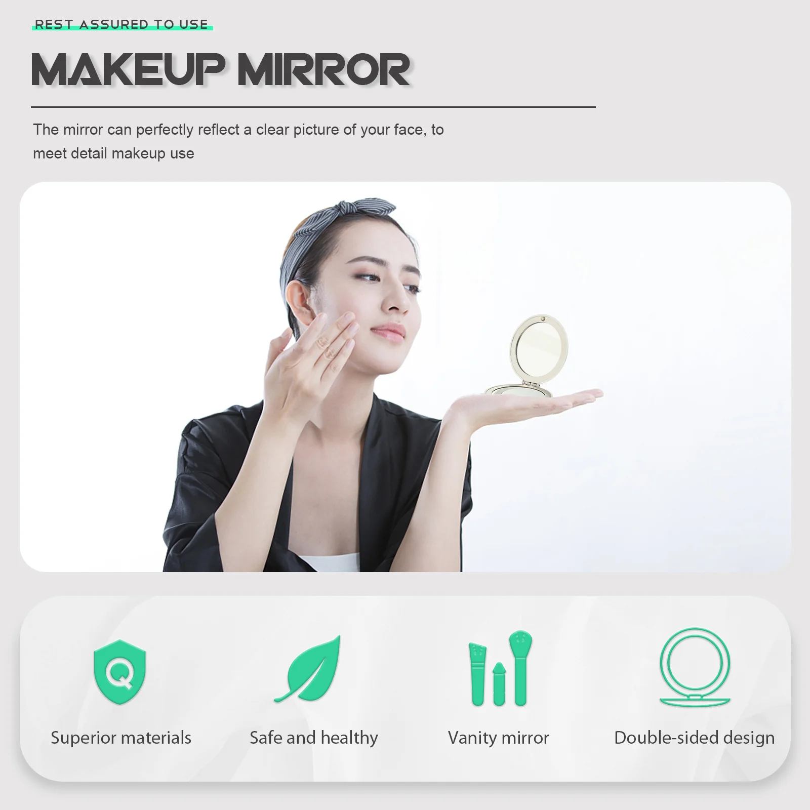 2 個ポータブル折りたたみ式コンパクト化粧鏡両面ミニトラベルポケットバニティミラー女の子用コンパクトミラー