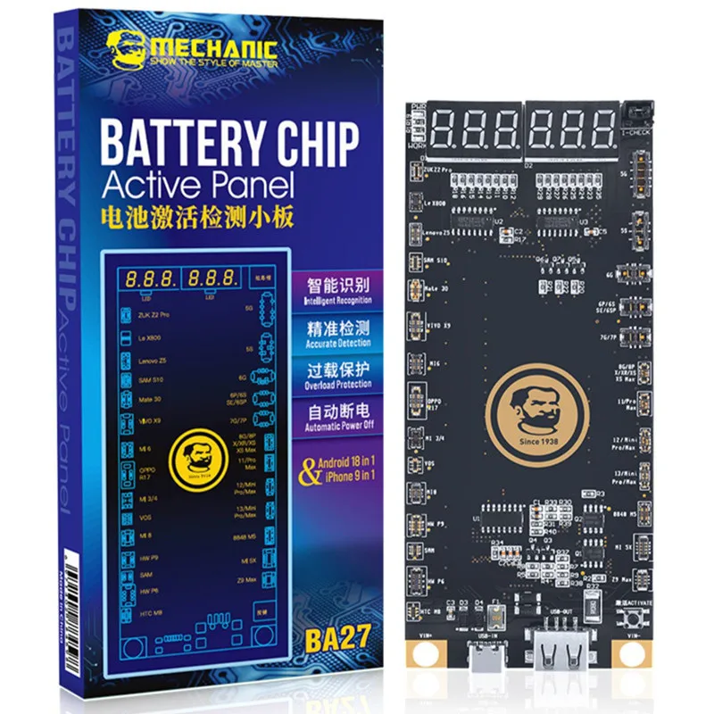 MECHANIC BA27 Battery Activation Board  for Phone 5G-13ProMax Android with LED Digital Display  Circuit Board Charging Tester