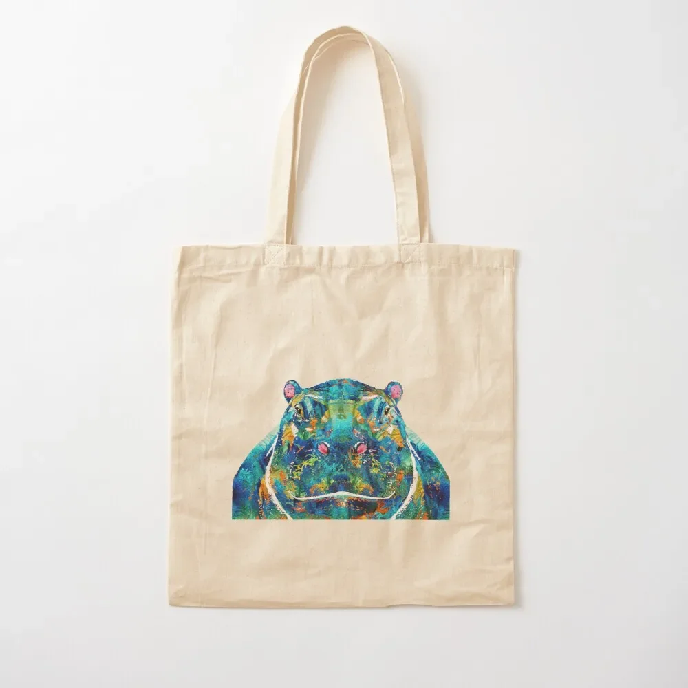 

Hippopotamus Art - Happy Hippo - By Sharon Cummings Tote Bag cloth bag woman Women's handbag canvas bags Tote Bag