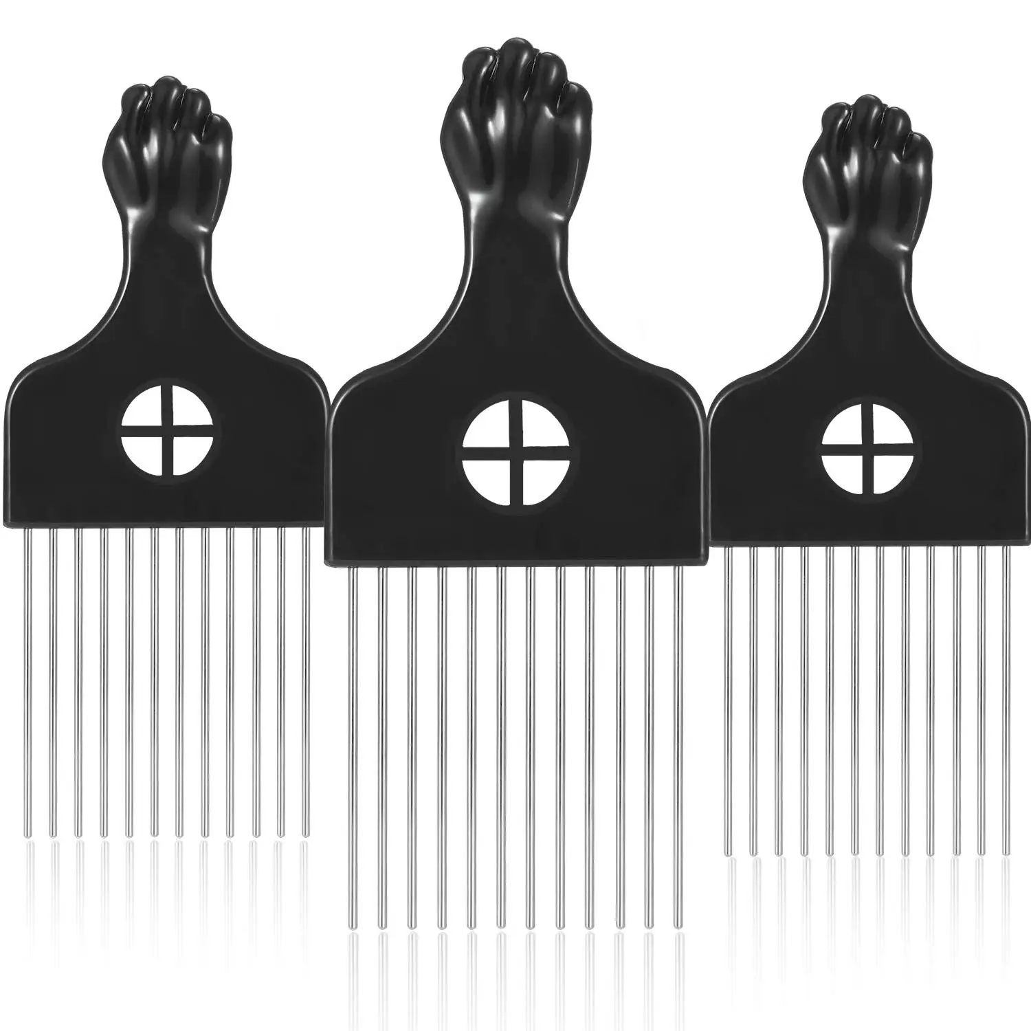 

1/3 Piece Afro Fork Comb Stainless Steel Wide Teeth Hairdressing Brush Metal Pins Pick Hair Styling Tools Insert Curly Hair Comb