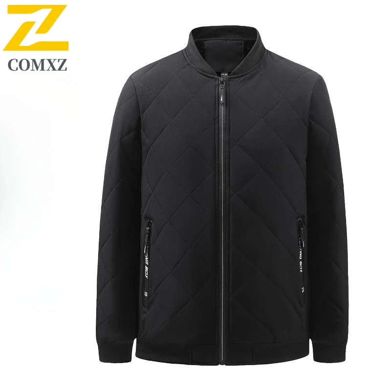 

Elegant Men Parka Coat 2025 Fleece Baseball Collar Business Casual Ski Padding Coat Winter Warm Travel Cold Proof Bread Jacket
