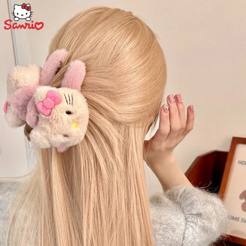 Hello Kitty Sanrio Hairpin น่ารัก Shark คลิปการ์ตูนอะนิเมะ Kawaii ผมสีชมพูคว้าโบว์โบว์ตกแต่งนักเรียนของขวัญวันเกิดสาว