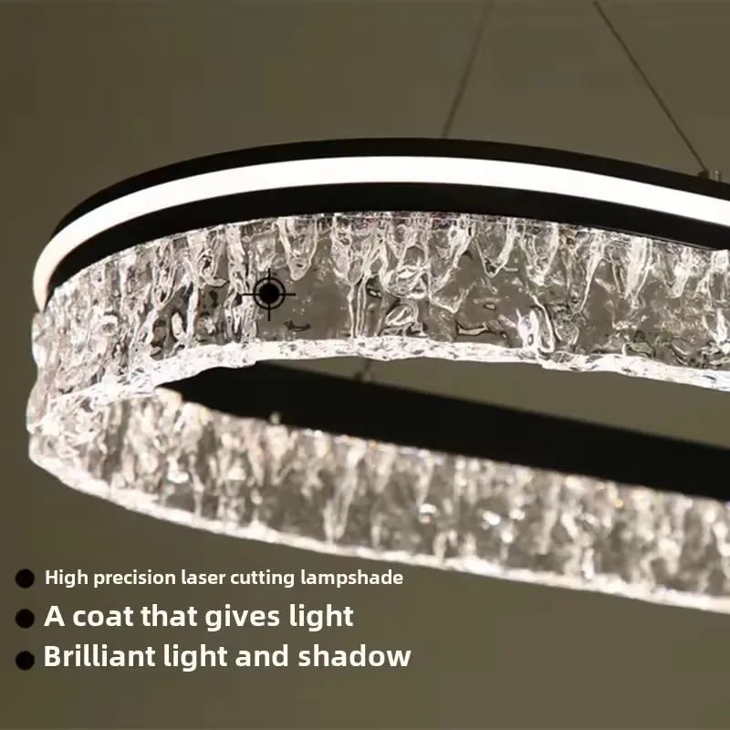 Nordic Long Ring Chandelier Acrylic Dimmable for Dining Living Room Center Table Kitchen Island Luxury Decor Lighting Fixture