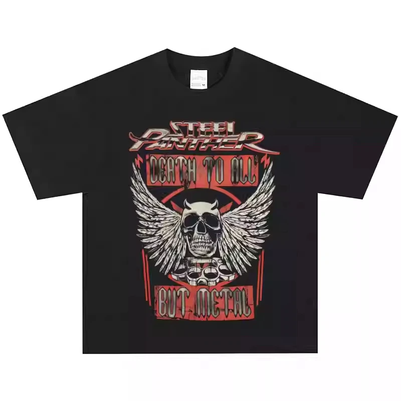 

Футболка Steel Panther Band's Rock American Retro Street Heavyweight, винтажная с короткими рукавами и короткими рукавами