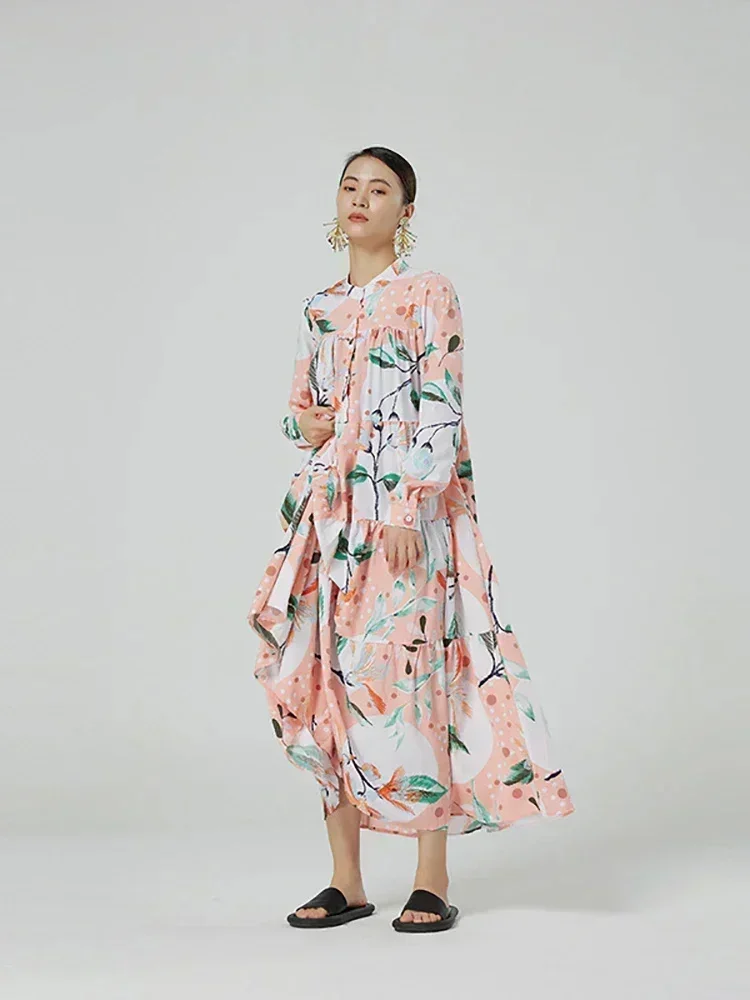 

XITAO Pleated Dress Fashion New Women Pullover Pocket Pleated Hem 2025 Spring Minority Elegant Dress Top WMD3220