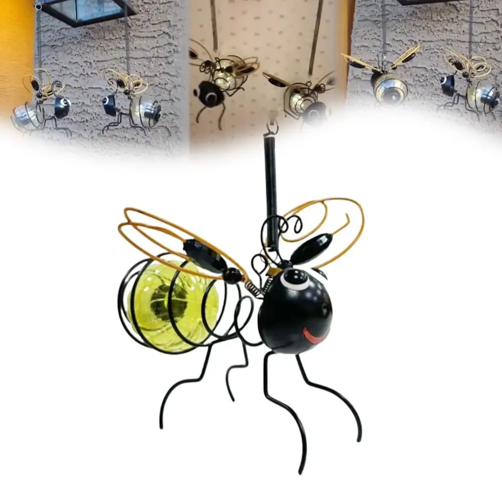 

High Quality Hanging Solar Insect Simulation Light Metal LED Simulation Bees Light With Spring Bee Solar Lights for Patio Yard