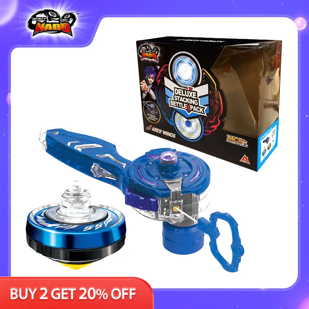 Infinity Nado 5 Deluxe Stacking Battle Pack Dual Metal Ring Spinning Top Gyro Animation Kid Toy With LED Light Launcher