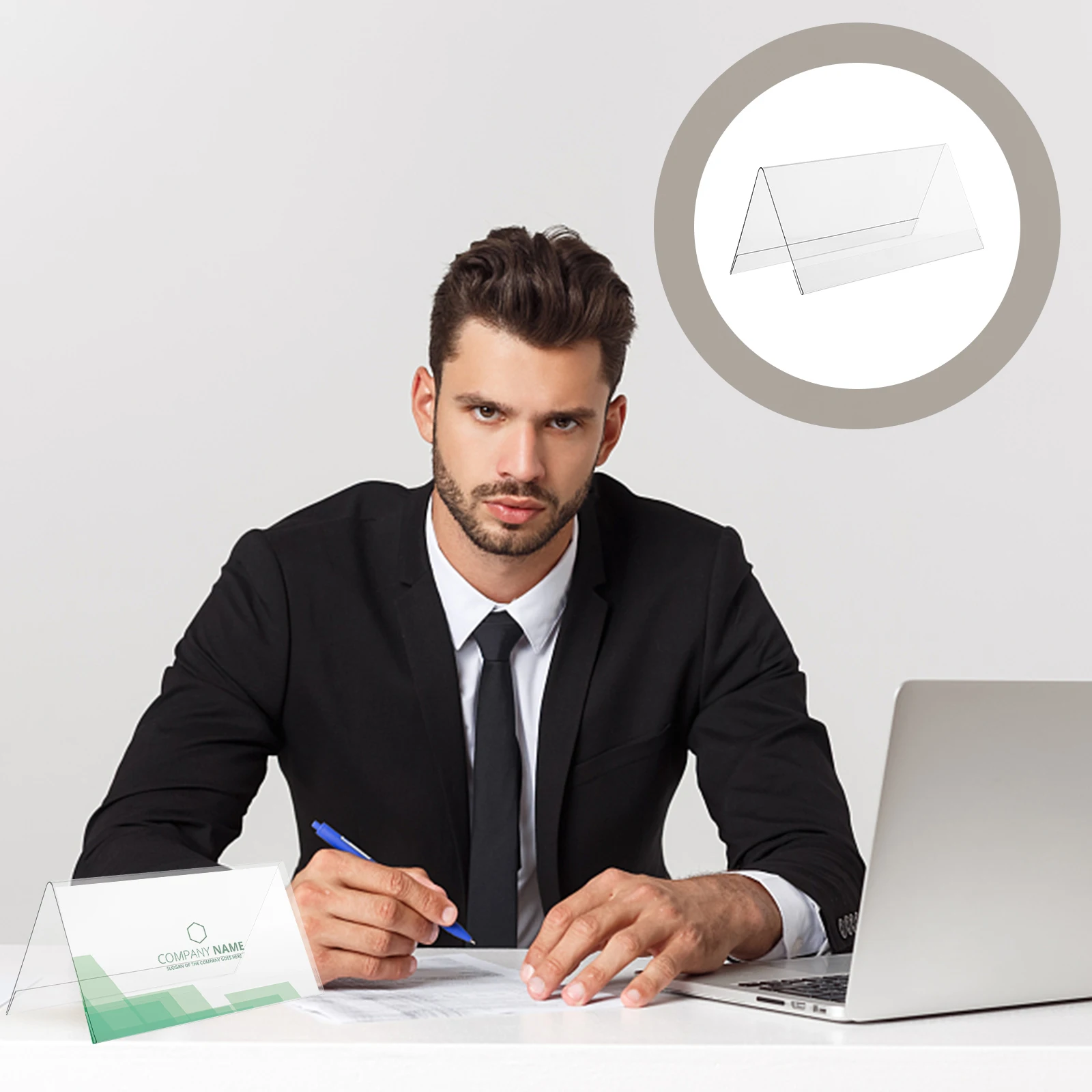 

5Pcs Acrylic Display Stand Clear Double-Sided Tent Shape Conference Guest Seat Name Card Holder Display Rack Acrylic Name Plate