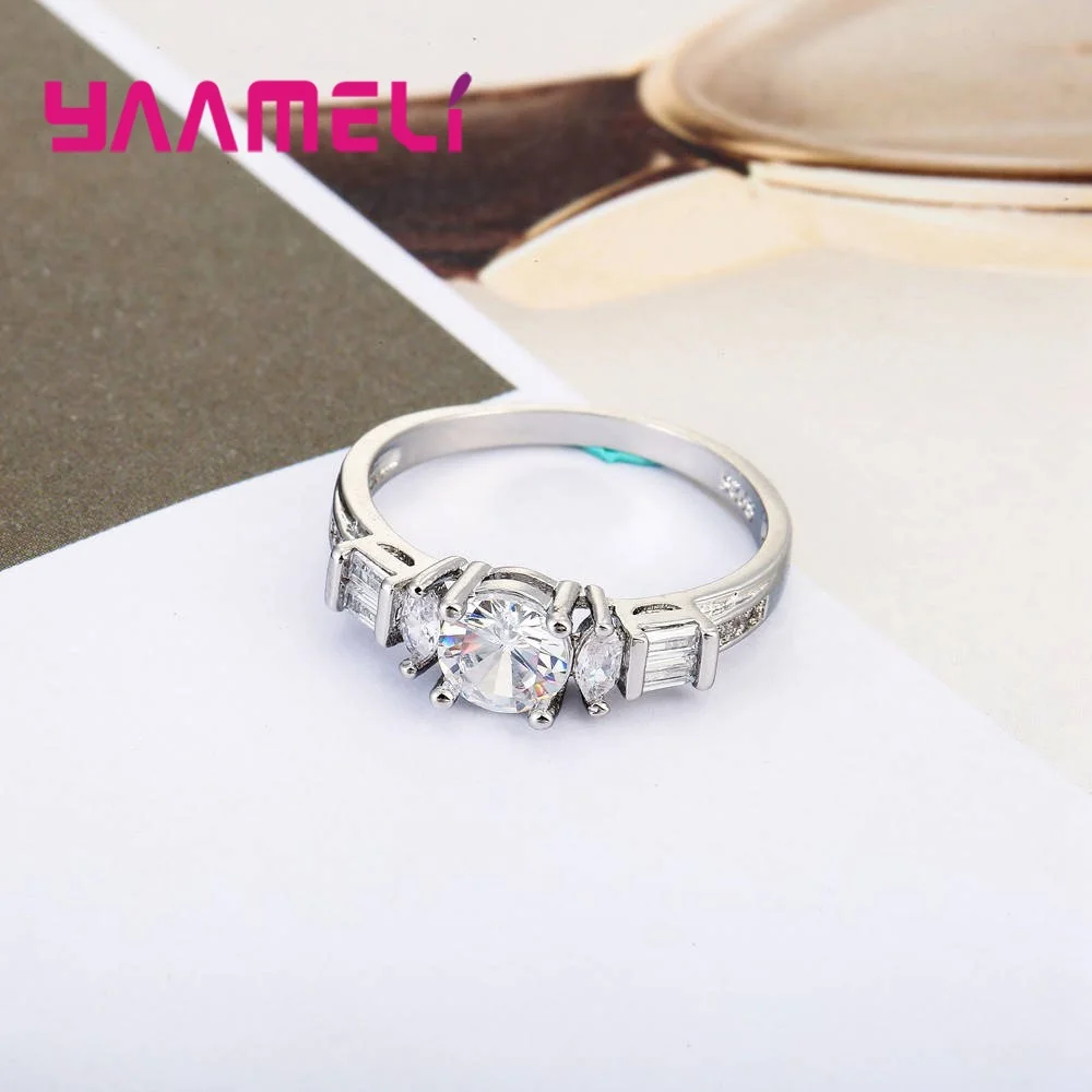 Wedding/Engagement Real 925 Sterling Silver Finger Rings Good Quality Cubic Zirconia Crystal Jewelry For Women Bridal