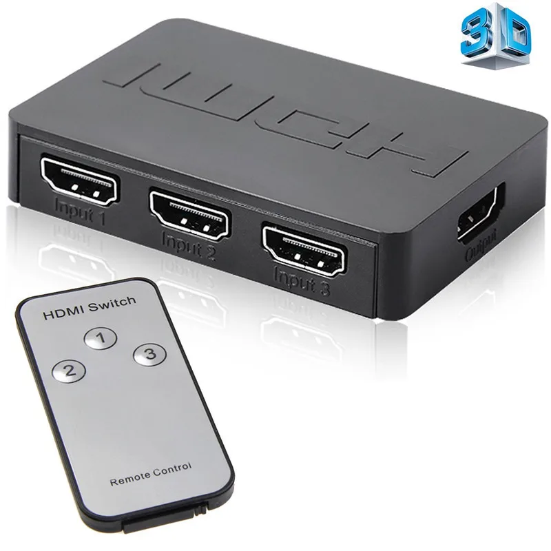 HD 1080P 3 in 1 out  switcher with remote control splitter