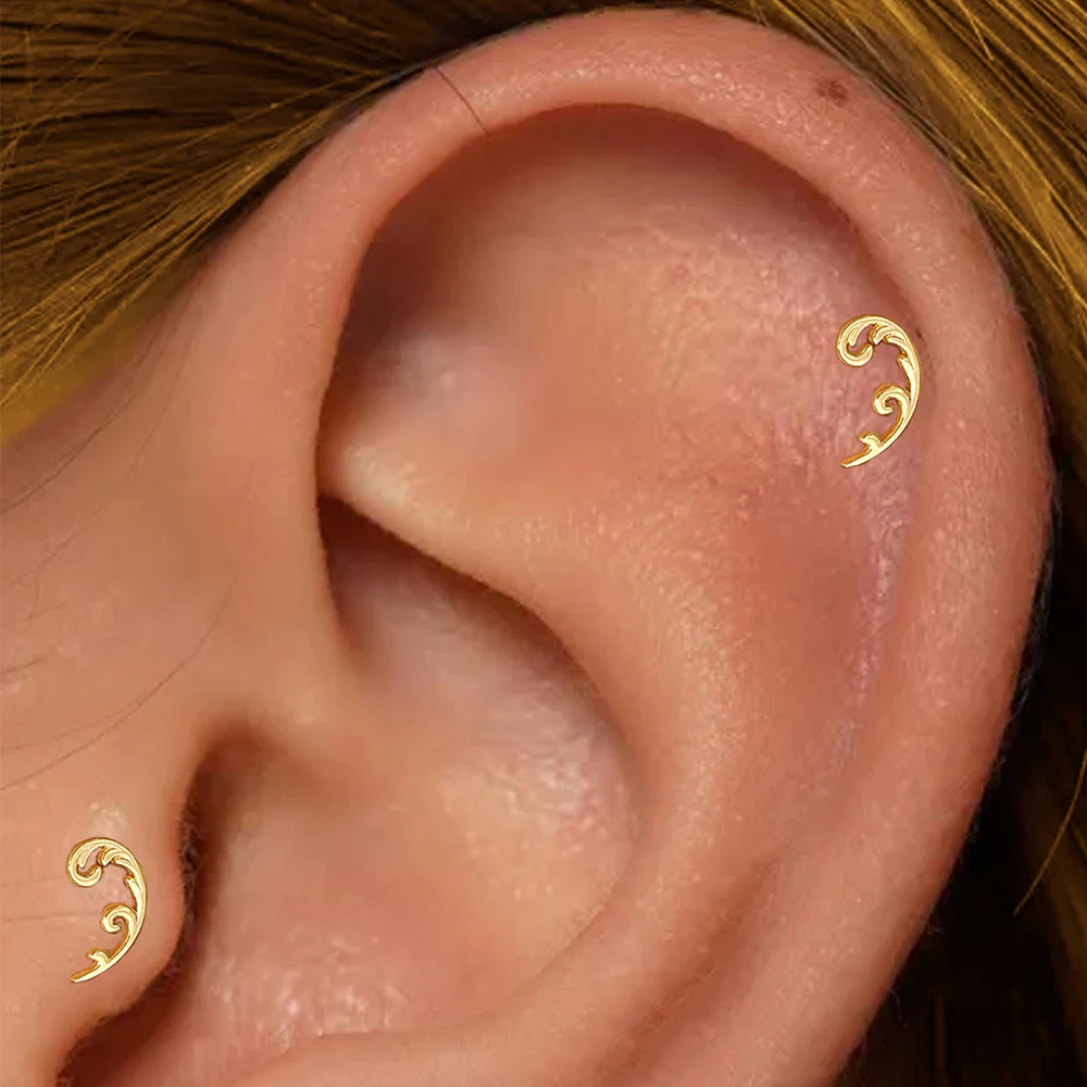 CANNER 925 Sterling Silver Shiny Waves/Star/Flower Internal Thread Piercing Earring For Women INS Jewelry Personalities Fashion