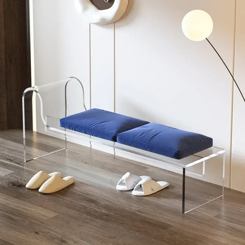 PW Acrylic Furniture Bench Stool Nordic Home Doorstep Transparent Shoe Changing Stools Bedroom Cloakroom Minimalist Makeup Chair