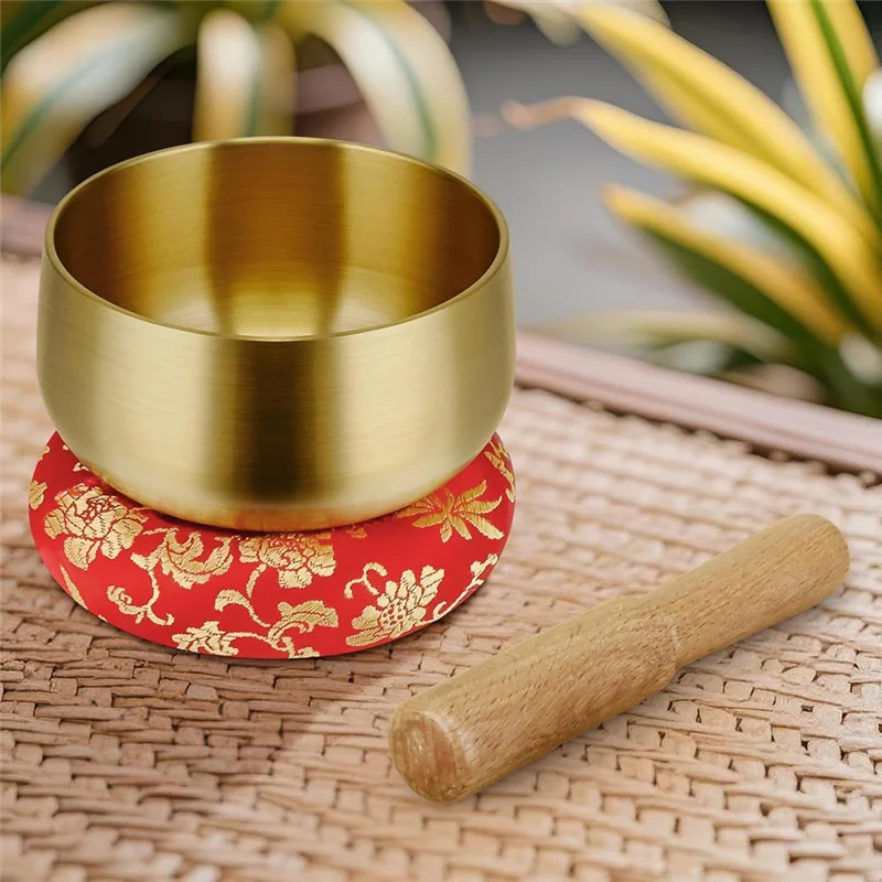 ABJI-Tibetan 4 Inch Sound Singing Bowl Set-Comes With Wooden Mallet And Cushion,For Yoga, Chakra Healing, Stress Relief