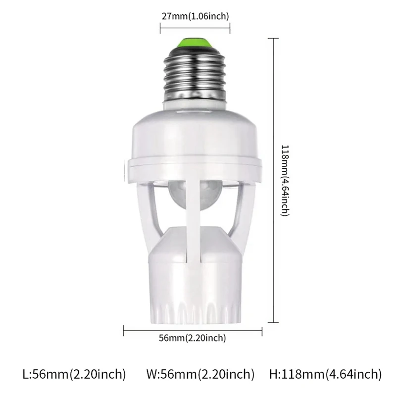 2 個 LED 電球ソケットコンバータ PIR モーションセンサー AC100-240V 人存在検出器付き