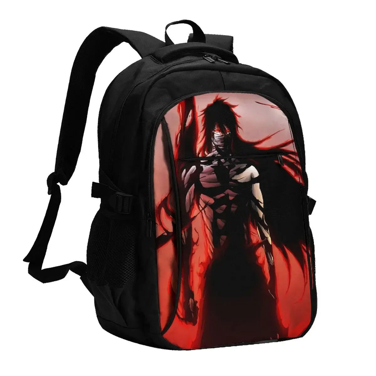 Anime BLEACH Kurosaki Ichigo Mochila para laptop de viagem, mochila para laptop resistente à água comercial com porta de carregamento USB Bolsa universitária