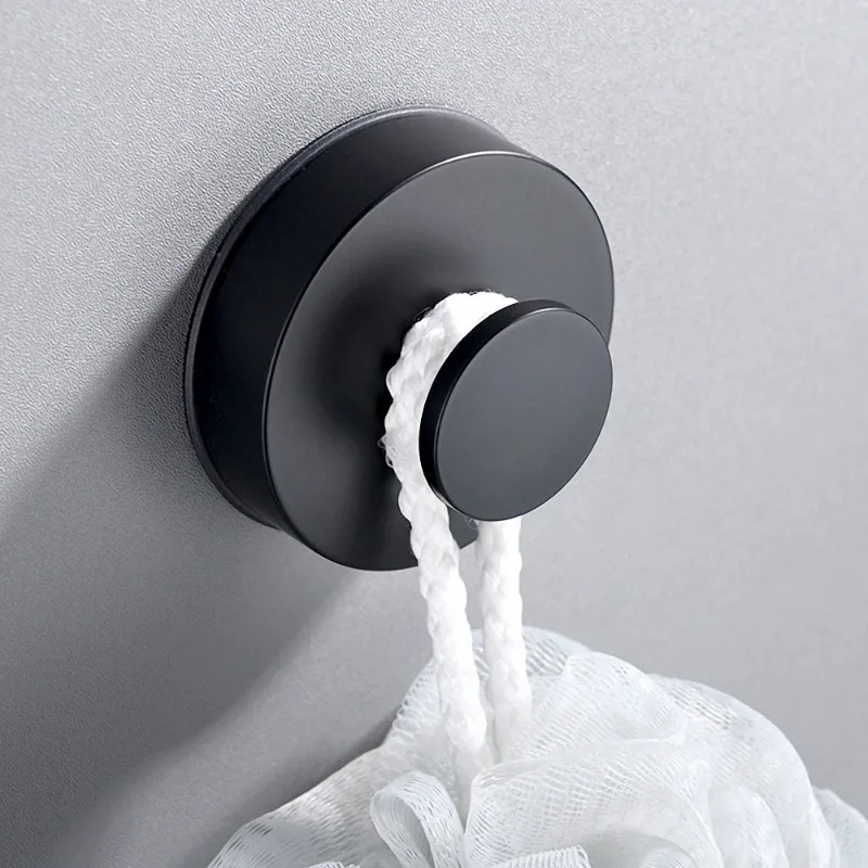 Black Plastic Sucker Wall Hooks Suction Cup Seamless Stick Hook Multifunctional Wall Hanger for Bathroom Kitchen Bag Holder