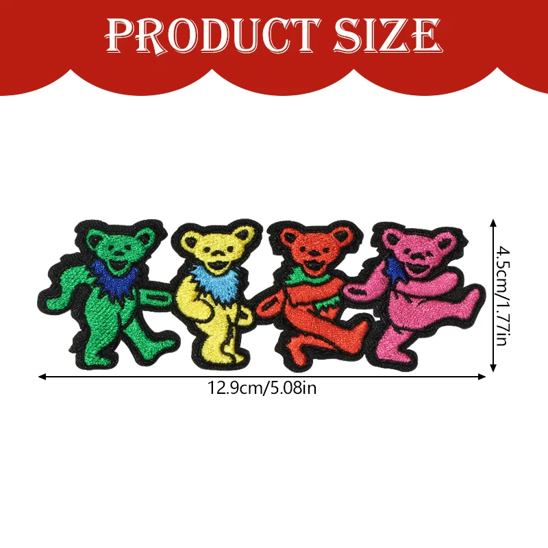 1 шт., вышитая нашивка Grateful Dead Dancing Bears, железный значок в стиле хип-хоп, рок, сделай сам, подарок для одежды, кепка, сумка, куртка, шляпа дальнобойщика