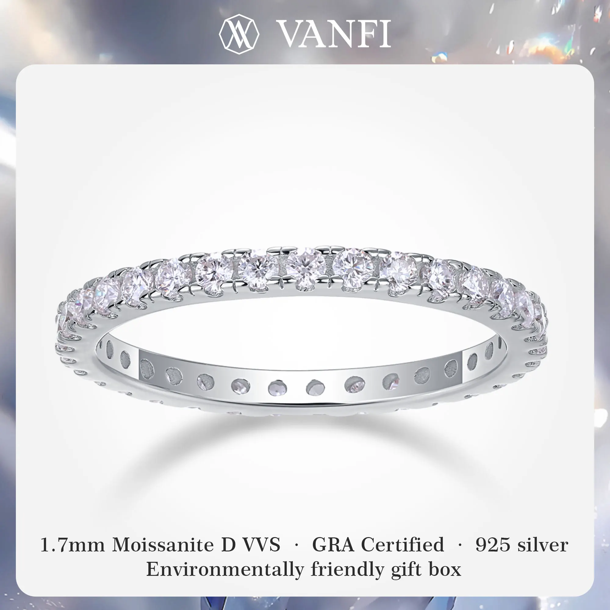 

Kfvanfi GRA certified moissanite 925 silver women's ring plated with 18k white gold for women to wear ring party fashion jewelry