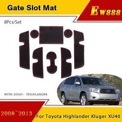 Door Groove Mats For Toyota Highlander XU40 Kluger 40 2010 2011 2008~2013 Cup Cushion Gate Slot Coaster Non-slip Pad Accessories