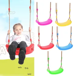 Hanging Seat Toys Height Adjustable Ropes Indoor Outdoor Toys Board Swing Chair Rainbow Curved Board Outdoor Garden Tree Swing