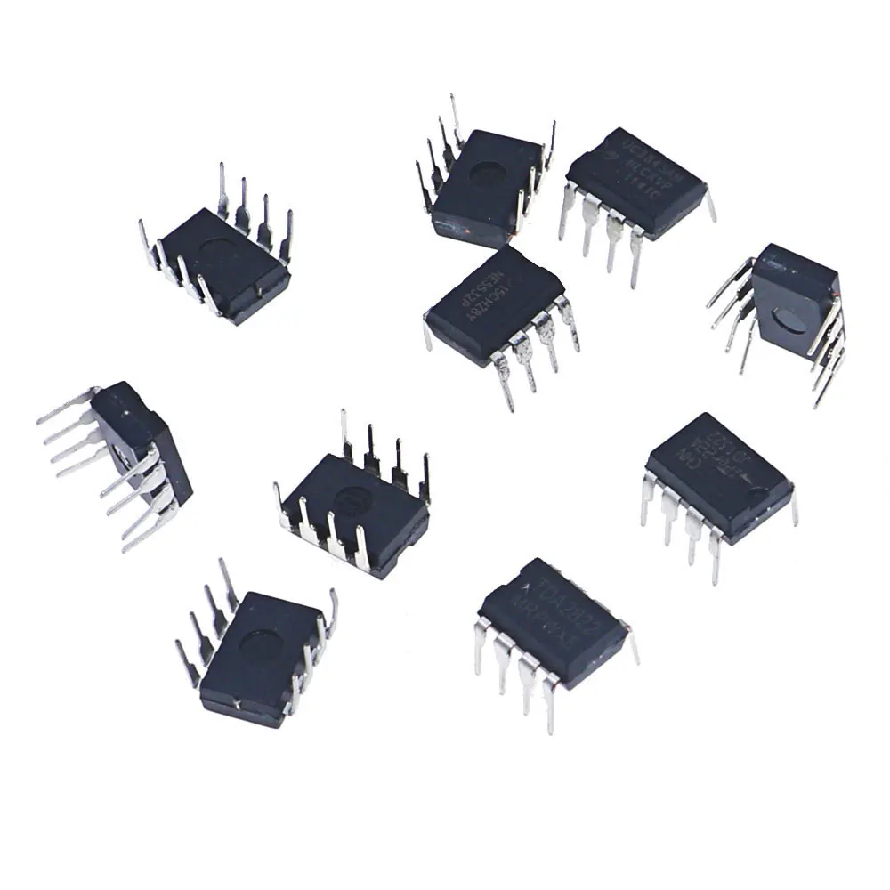 100Pcs IC Integrated Circuit Chip Assortment Kit JRC4558 LM358 NE555 NE5532 VIPER22A DS1302 OP07 LM386 TDA2822 UC3845 With box